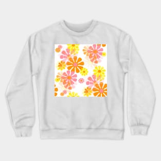 60's Retro Groovy Mod Flowers In Pink, Orange and Yellow Crewneck Sweatshirt